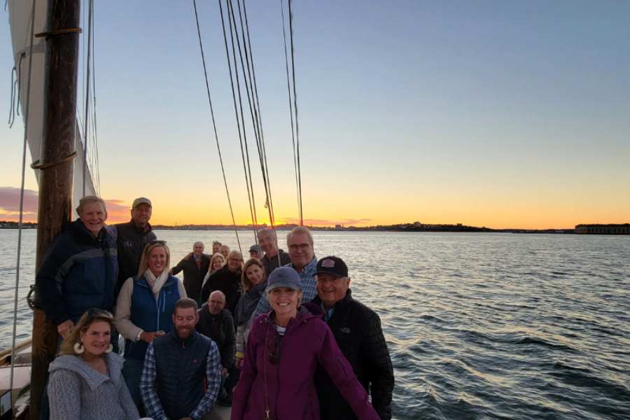 VMG group members on a boat